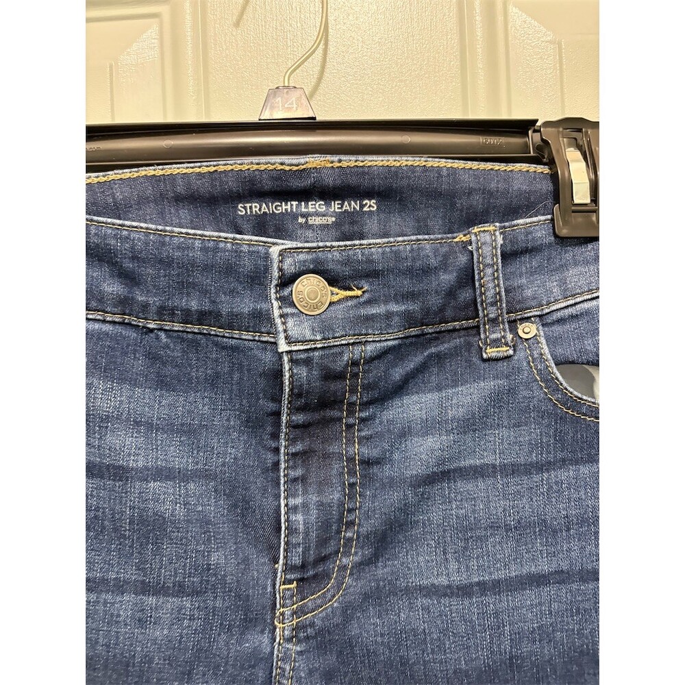 Chico's Jeans Womens Size 12 Short Blue Straight Leg Mid Rise - Picture 3 of 9